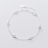 925 Silver Red Zircon Chain Bracelet for Women Party