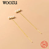 925 Silver Freshwater Pearl Tassel Stud Earrings Wedding Gift