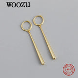 925 Silver Long Geometric Drop Earrings for Women