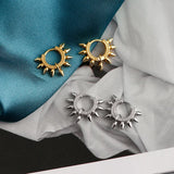 925 Silver Punk Spike Rivets Hoop Earrings Bohemian Rock Unisex Ear Jewelry