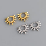 925 Silver Punk Spike Rivets Hoop Earrings Bohemian Rock Unisex Ear Jewelry