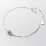 925 Sterling Silver Daisy Link Chain Bracelet Women Wedding Jewelry Gift