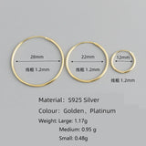 925 Sterling Silver Circle Hoop Earrings For Women Charm Party