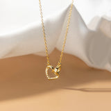 925 Silver Love Heart CZ Zircon Pendant Necklace Women Jewelry