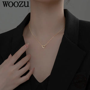 925 Silver Love Heart CZ Zircon Pendant Necklace Women Jewelry
