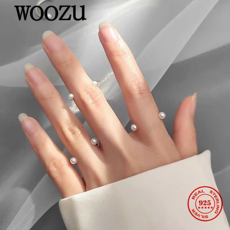 925 Silver Pearl Smile Adjustable Ring Women Party Jewelry