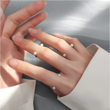 925 Silver Pearl Smile Adjustable Ring Women Party Jewelry