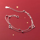 925 Silver Sweet Love Heart Bracelet Wedding Romantic Jewelry
