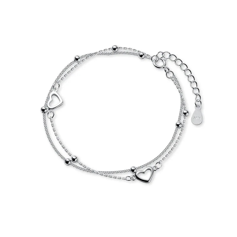 925 Silver Sweet Love Heart Bracelet Wedding Romantic Jewelry