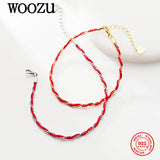Sterling Silver Twisted Wave Red Rope Beads Chain Bracelet Vintage Jewelry