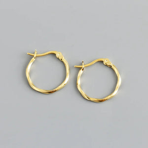 Geometric Glossy Circle Hoop Earrings 925 Sterling Silver for Women Men
