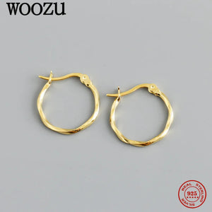 Geometric Glossy Circle Hoop Earrings 925 Sterling Silver for Women Men