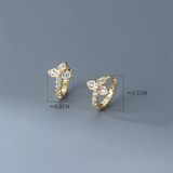 Geometric Inlaid Crystal Zircon Hoop Earrings 925 Sterling Silver