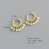 Ethnic Pearl Tassel Hoop Earrings 925 Sterling Silver For Women