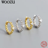 Sterling Silver Square Twist Stone Hoop Earrings for Women