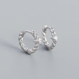 Sterling Silver Square Twist Stone Hoop Earrings for Women