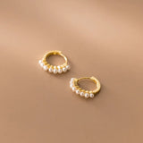 925 Silver Pearl Huggie Earrings For Women Teen Party Jewelry