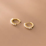 925 Silver Pearl Huggie Earrings For Women Teen Party Jewelry