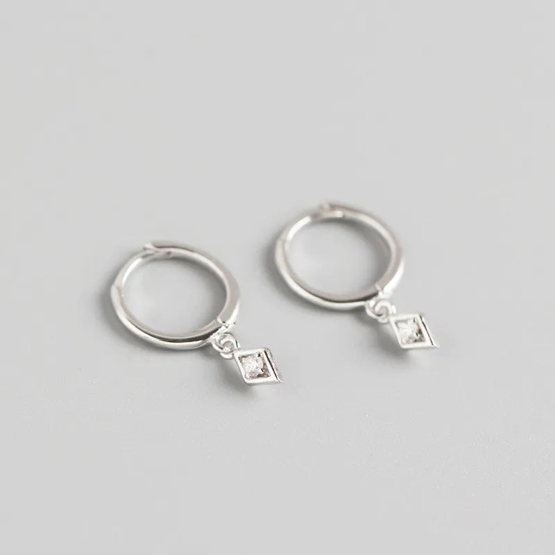 925 Silver Drop Earrings Round Zircon Party Jewelry Gift