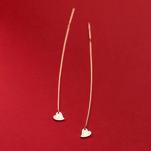 925 Silver Mini Love Heart Tassel Stud Earrings For Women