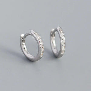 Green CZ Zircon Huggie Earrings 925 Sterling Silver For Women Men