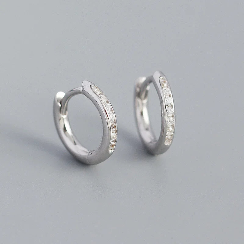 Green CZ Zircon Huggie Earrings 925 Sterling Silver For Women Men