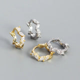 Horse Eye Crystal Zircon 925 Sterling Silver Hoop Earrings