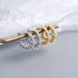 Zircon Punk Rock Hoop Earrings 925 Sterling Silver Bohemian Jewelry Gift