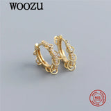 Zircon Punk Rock Hoop Earrings 925 Sterling Silver Bohemian Jewelry Gift