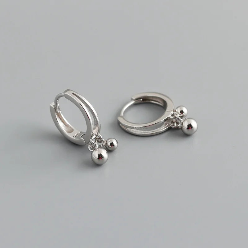 Minimalism Small Round Balls Pendant Drop Earrings 925 Sterling Silver