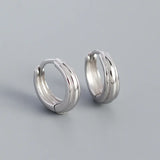 925 Silver Geometric Round Hoop Earrings For Women Unisex