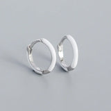 925 Silver Circle Hoop Earrings, Minimalist Enamel Design