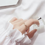 Minimalist Red Zircon 925 Silver Adjustable Finger Ring
