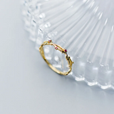 Minimalist Red Zircon 925 Silver Adjustable Finger Ring