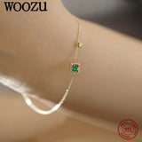 Square Green Crystal Chain Bracelet French Party 14k Plated Jewelry