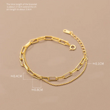 Double Layer Punk Chain Bracelet 925 Silver Hip Hop Jewelry