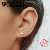 925 Silver Dragonfly Stud Earrings Glossy Finish Women Girls Jewelry