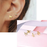 925 Silver Dragonfly Stud Earrings Glossy Finish Women Girls Jewelry