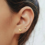 925 Silver Dragonfly Stud Earrings Glossy Finish Women Girls Jewelry