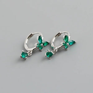 925 Silver Drop Earrings Romantic Butterfly Zircon French Jewelry