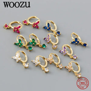 925 Silver Drop Earrings Romantic Butterfly Zircon French Jewelry