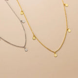 925 Silver Round Disc Clavicle Chain Necklace For Women