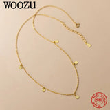 925 Silver Round Disc Clavicle Chain Necklace For Women