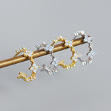 925 Silver Flower Zircon Stud Earrings For Women Party Jewelry