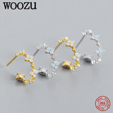 925 Silver Flower Zircon Stud Earrings For Women Party Jewelry