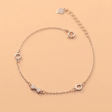 925 Silver Love Heart Bow Charm Bracelet French Rock Girl Party Jewelry