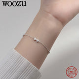 925 Silver Love Heart Bow Charm Bracelet French Rock Girl Party Jewelry