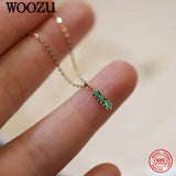 925 Silver Green Zircon Pendant Chain Necklaces for Women