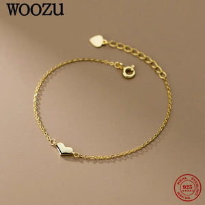 925 Silver Heart Chain Bracelet Adjustable Bangle