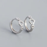 Sterling Silver Zircon Hoop Earrings French Rock Unisex Ear Jewelry
